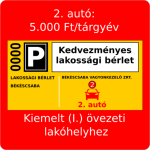 Kedvezményes lakossági bérlet – magánszemélyek számára, második autóra a kiemelt (piros) övezetben
